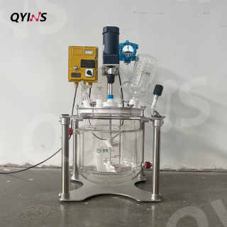 桌面型四氟釜蓋雙層玻璃反應釜10L、20L、30L